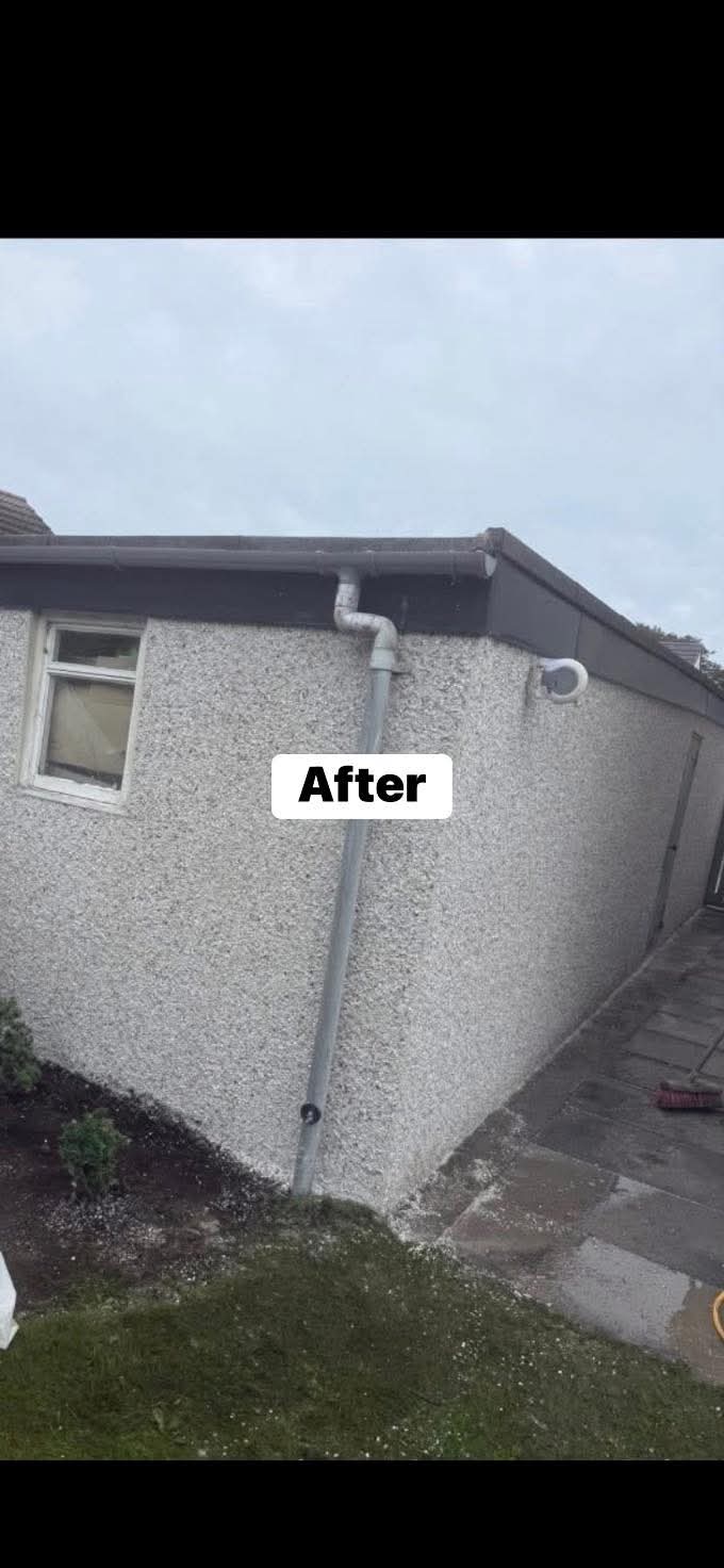 Exterior wall after roughcast repair work