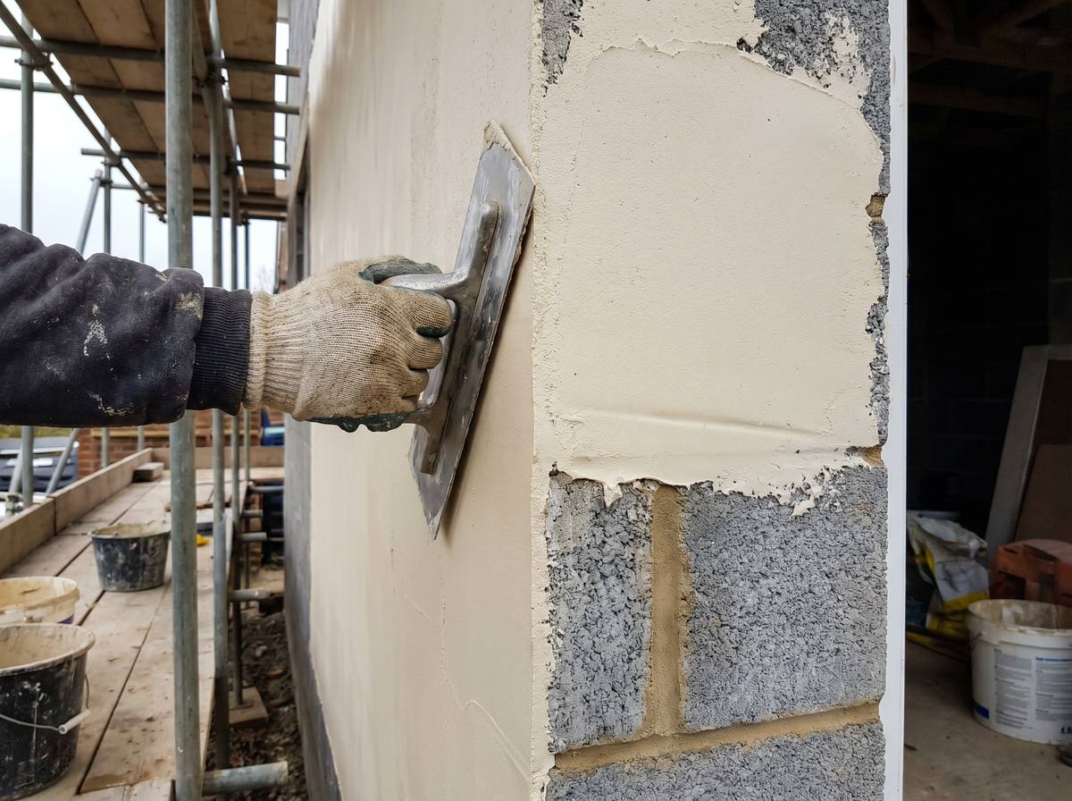 Smooth render being applied to a wall
